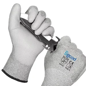 Anticut PU Coated Cut Resistant Gloves Level 5 Anti Cut Gloves Work Safety Construction Grey Cut Resistant Gloves