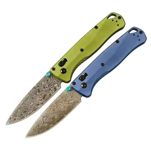 BM 533-3 Damascus Steel Folding Pocket Knife Aluminum Alloy Handle Knife Folding Outdoor Camping Durable Self-defense Tools