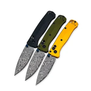 BM Mini BUGUOUT 533 3 DIY Industrial Damascus Aluminum Handle Pocket Knife OEM Camping Outdoor Hiking Multi Purpose Tool