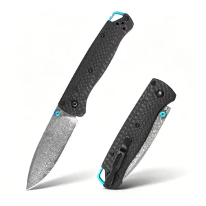 BM535 Bugout Damascus Steel Carbon Fiber Handle AXIS Manual Tactical Folding Pocket Knife for Camping Hunting Outdoor