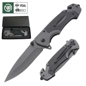 Black Coating Plastic Handle Pocket Tactical Survival Outdoor Folding Knife With EVA Box