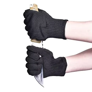 Black Cut-Resistant Safety Work Gloves for Home and Garden Use