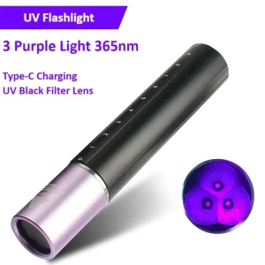 Black Gray Ultraviolet Spectroscopy Jade Testing Torch Set Small Rechargeable UV Flashlight 365nm Camping IP44