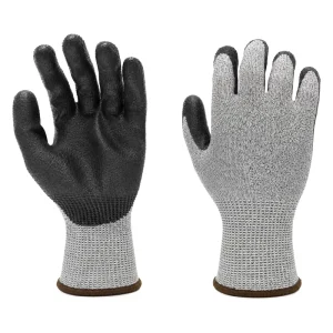 Black PU Palm Coated Safety Work Gloves for Warehouse Operations and Packaging