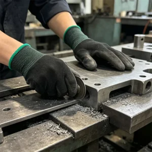 Black PU Palm Coated Seamless Polyester Safety Work Gloves for Industrial Work