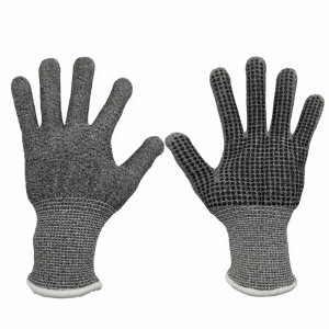 Black PVC-Dotted Cut-Resistant Work Safety Gloves