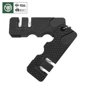 Black Portable 2 Stage Tungsten Steel Mini Knife Sharpener Outdoor Camping Multipurpose Sharpening Tools for Home Kitchen Use