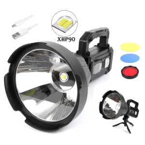 Blue Green Yellow Light Filter Glass Fishing Hunting Work Light Solar Flashlight Handheld Spotlight XHP70 XHP90 Led Searchlight