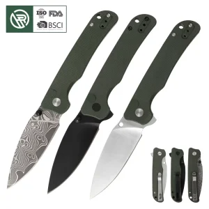 Bochen D2 Steel Blade Folding Pocket Knife Outdoor Camping Survival and Self defense Tool Green G10 Handle