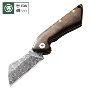 Bochen EDC Multifunctional Folding Knife Outdoor Knife Tanto Blade High Hardness 60HRC Damascus Steel Pocket Utility Knife