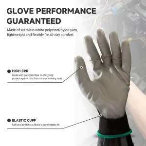 Breathable Lightweight Anti Slip PU Coated Gloves Polyester Polyurethane Palm High Dexterity Working Gear
