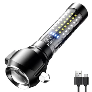 Broken Window High Lumens Linterna Lantern Safety Hammer Rechargeable White LED Torch Light Tactical Flashlight