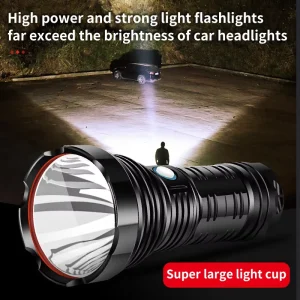 Bulk Supply Heavy Duty Rechargeable LED Flashlight Ultra Bright Far Beam Aluminum Alloy IP54 Waterproof 18000LM Work Torch