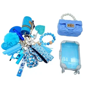 Bulk Women Rhinestone Personal Safety Key Chain Emergency Defense Keychain Kit Accessories Self Defense Tool Supplies