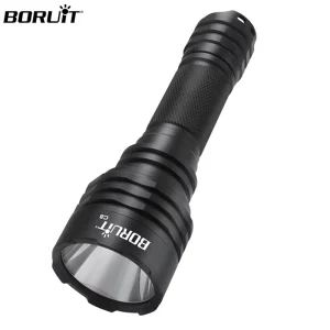 C8 High Power 1050 Lumen LED Torch Super Bright 1km Long Range White Tactical Flashlight with Rechargeable Battery