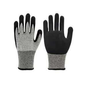 CE EN388 Level 5 Cut-Resistant Nitrile-Coated HPPE Gloves Waterproof Breathable Non-Slip