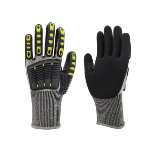 CE Grade 5 Anti-Cut Nitrile Frosted Palm TPR Impact-Resistant Safety Gloves