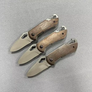 CM4R Stainless Steel Blade Camping Wood Handle Folding Mini Small Tactical Knife Self Rescue Survival Pocket Knife