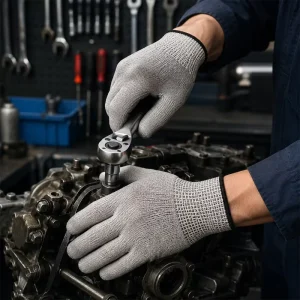 CU1332 Level D Cut-Resistant Safety Gloves, Grey, PU-Coated, CE EN388