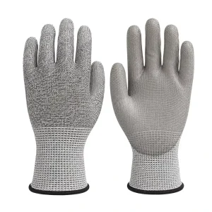 CU1332 Level D Cut-Resistant Safety Gloves, Grey, PU Palm-Dipped