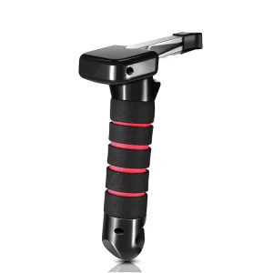 Car Armrest Multi-functional Safety Hammer with Flashlight and Window Breaker Emergency Escape Hammer ABS Material Black/Red