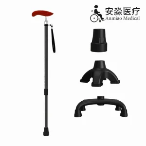 Carbon Fiber Matte High quality Hiking Sticks Retractable Ultra light Four legged Crutches for the Elderly