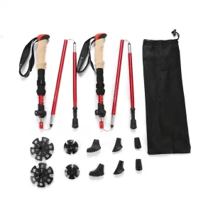 Collapsible Trekking Poles 7075 Aluminium Alloy Cane Adjustable Walking Stick with Cork Grip