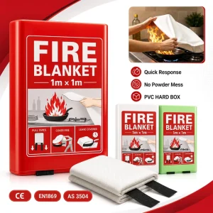 Commercial Kitchen Fire Blanket Fiberglass PVC Hard Box 1*1m CE EN1869 Fast Deployment Tool
