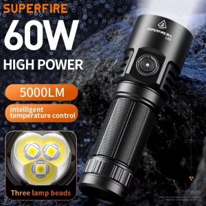 Compact 5000 Lumens Aluminum Alloy LED Torch EDC Pocket Mini USB Rechargeable Waterproof 300 400M Beam Camping