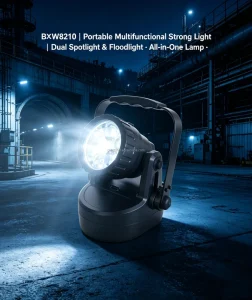 Compact Explosion Proof LED Work Light Black Flashing Warning Light IP66 Rated Rechargeable Li-ion Battery Alloy Magnetic Mount