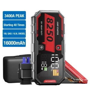 Compact and Reliable 3400A 16000mAh 12V Emergency Tool Kit Jump Starter with Smart Clamp 960CCA for 6.5L Diesel Engines