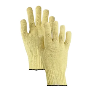 Competitive Durable Tear Resistant Anti Fire Flame Retardant Cut Resistant Pure Aramid Fiber Yellow Sterile Work Safety Gloves