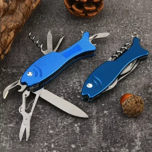 Creative Fish shaped Outdoor Multi tool Camping Pocket Knife Blade Survival Emergency Folding Tool Yangjiang Model K5007YP