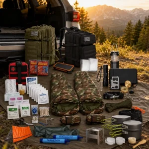 Custom 72 Hour 2 Person Outdoor Survival Kit Bug Out Bag Bundle with Tactical Backpack for Camping Hiking and Emergency