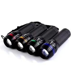 Custom Handheld LED Flashlight High Power Long Range Torch with Rechargeable Battery UV Printed