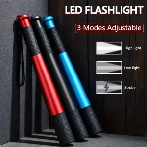 Custom Logo Baseball Bat LED Flashlight Type C Charging Aluminum Anti-slip Waterproof Outdoor Torch Multiple Colors Bulk Supply