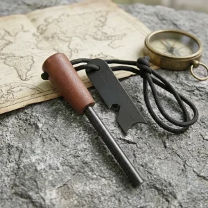 Custom Logo Magnesium Fire Starter Flint Stick Mischmetal Ferro Rod Survival Emergency Firestarter Kit