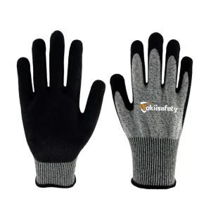 Custom OEM Safety Gloves with Logo 13G HPPE Nitrile Sandy Coated Anti Slip CE Certified