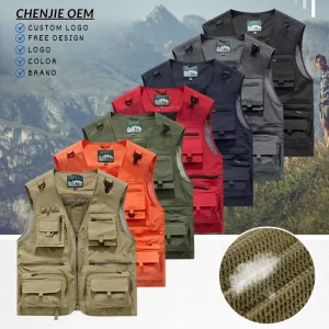 Custom Workwear Multi Pockets Vest Worker Outdoor Quick Dry Lightweight Mesh Vest Multi Pockets Tactical Vest