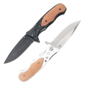 Customizable Outdoor Camping Survival Knife with Wooden Handle Folding Pocket Knife