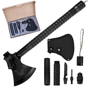 Customized Logo Emergency Survival Non Slip Texture Chinese Fire Axe Knife Multitool Camping Tool Double Bladed Axt With Hammer