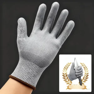 Cut Puncture Resistant Gloves Professional Glass Handling PU Coated Anti Slip Durable Breathable Customizable Logo Recycling