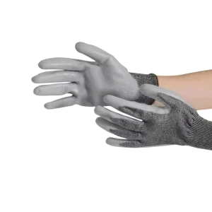 Cut Resistant Gloves 18 Gauge Grey PU Coated Level Anti Cut Safety Gloves for Industrial Mechanical Operation Working Gloves
