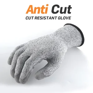 Cut Resistant Gloves Level 5 Custom HPPE Anti Cut Gloves PU Coated Gloves Palm Grip Safety Work Gloves Industrial Gloves