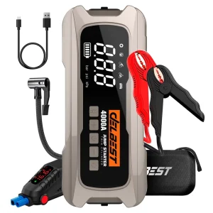 DUAL CYLINDER 4000A Peak Jump Starter 24000mAh 12V Battery Starter 150PSI Air Pump PD65W Power Bank for 12L Gas 10L Diesel