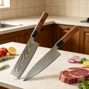 Damascus Steel Professional Japanese Forged Chef Knife Set Octagonal Wood Handle Handmade High Carbon Steel Custom