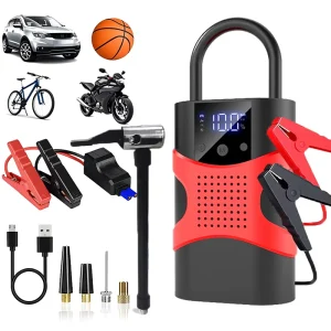 Digital Auto Battery Jump Starter 8000mAh 150PSI Tire Inflation Type C Input Includes EVA Storage Case Essential Emergency Tool