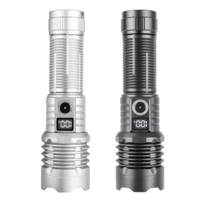 Digital Display Flash Light Brightness Two port Type C USB Charging Torch Light LED High Lumens Flashlights for Camping Outdoors
