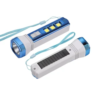 Dual Charge Solar & USB LED Flashlight Durable Shockproof Long Range Torch for Construction & Night Patrol