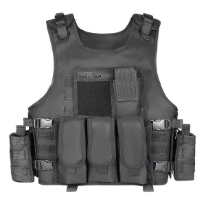 Durable Nylon Polyester Camouflage Tactical Vest PC Plate Carrier Multi Functional for Outdoor Personal Defense Equipment